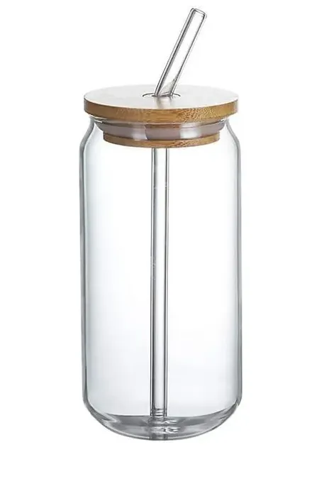 16oz Clear Glass Libbey Cup w/Bamboo Lid