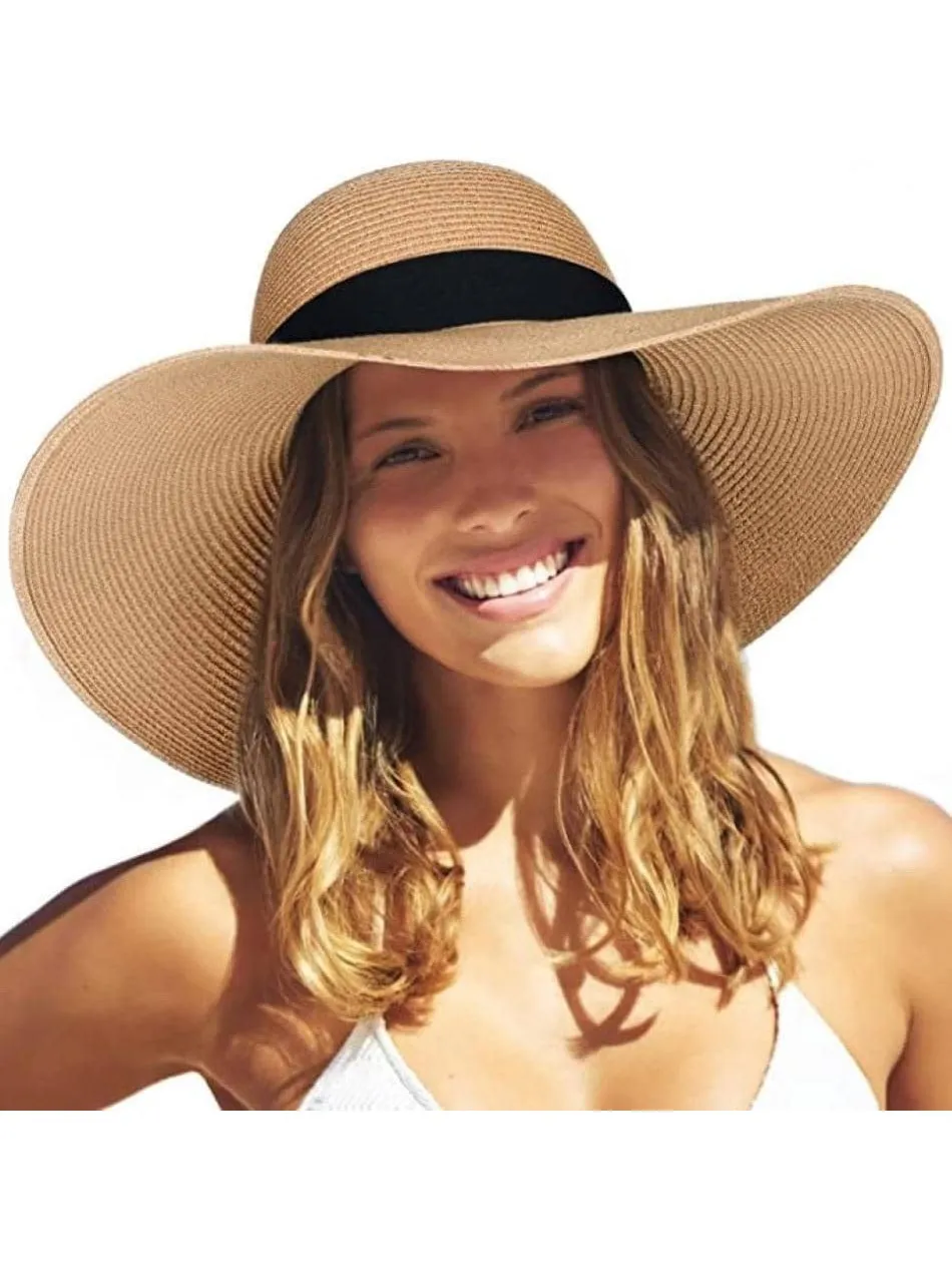 1pc Women's Sun Hat With Wide Brim, UPF 50  Bowknot Summer Hat, Foldable & Rollable Soft Beach Hat