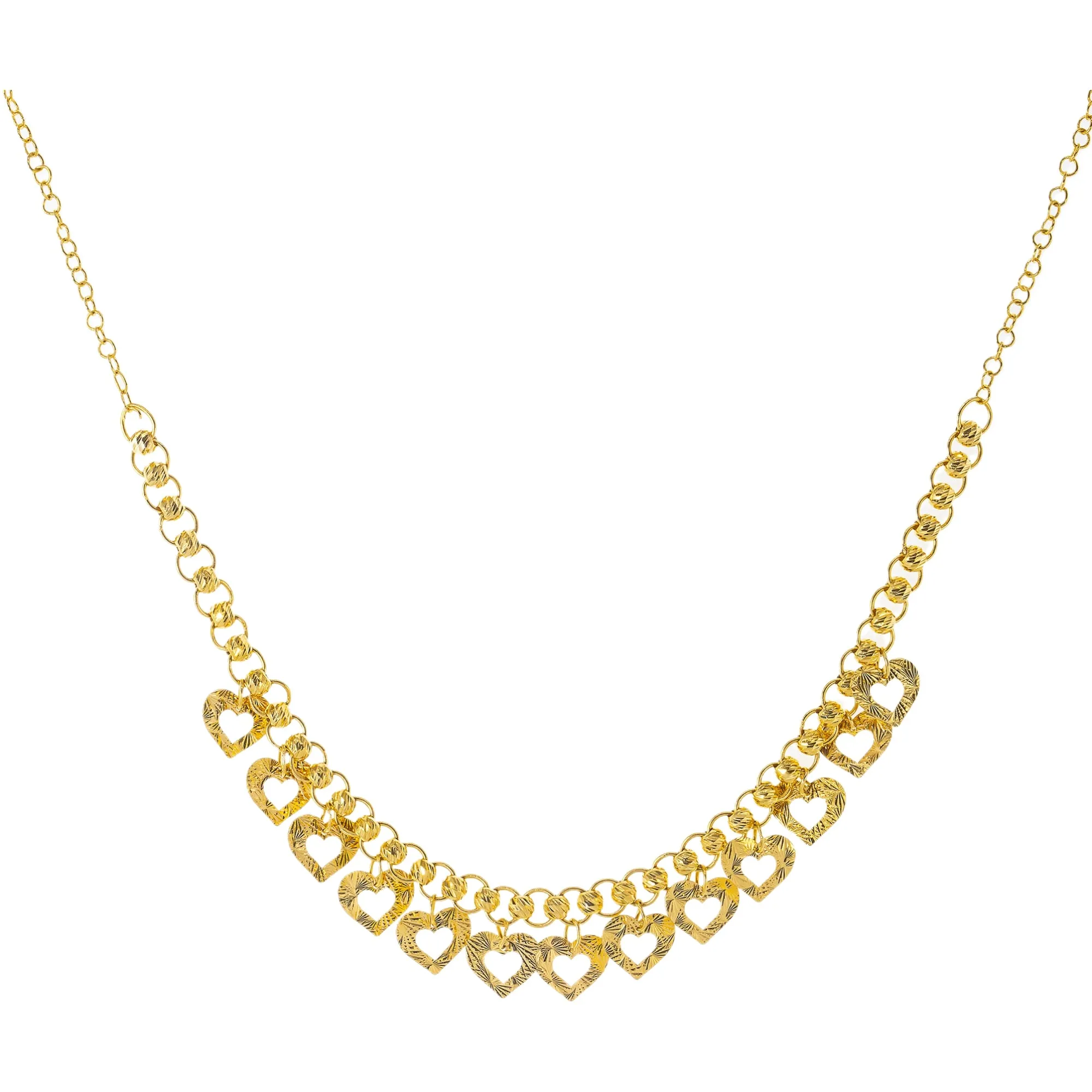 22K Yellow Gold Heart Chain Necklace (8.3gm)