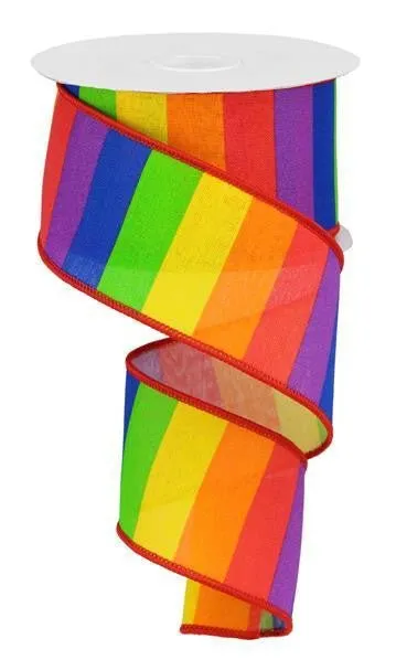 2.5" Horizontal Primary Rainbow Stripe Ribbon