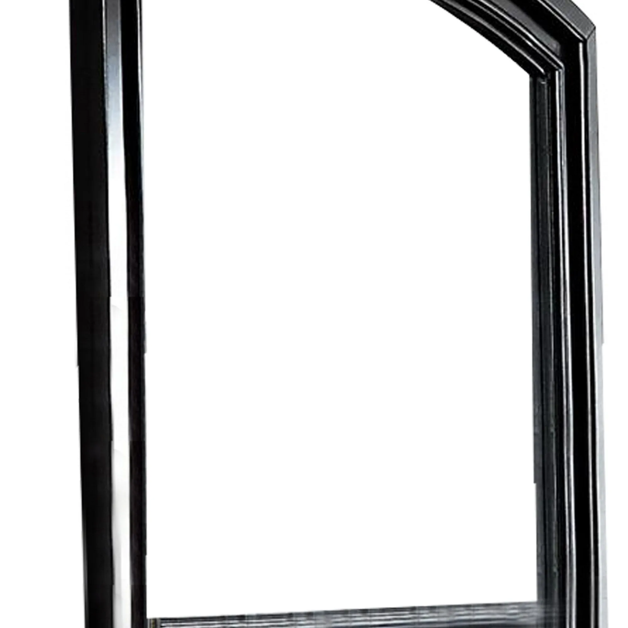 42" Wooden Frame Dresser Mirror with Curved Top, Black By Casagear Home