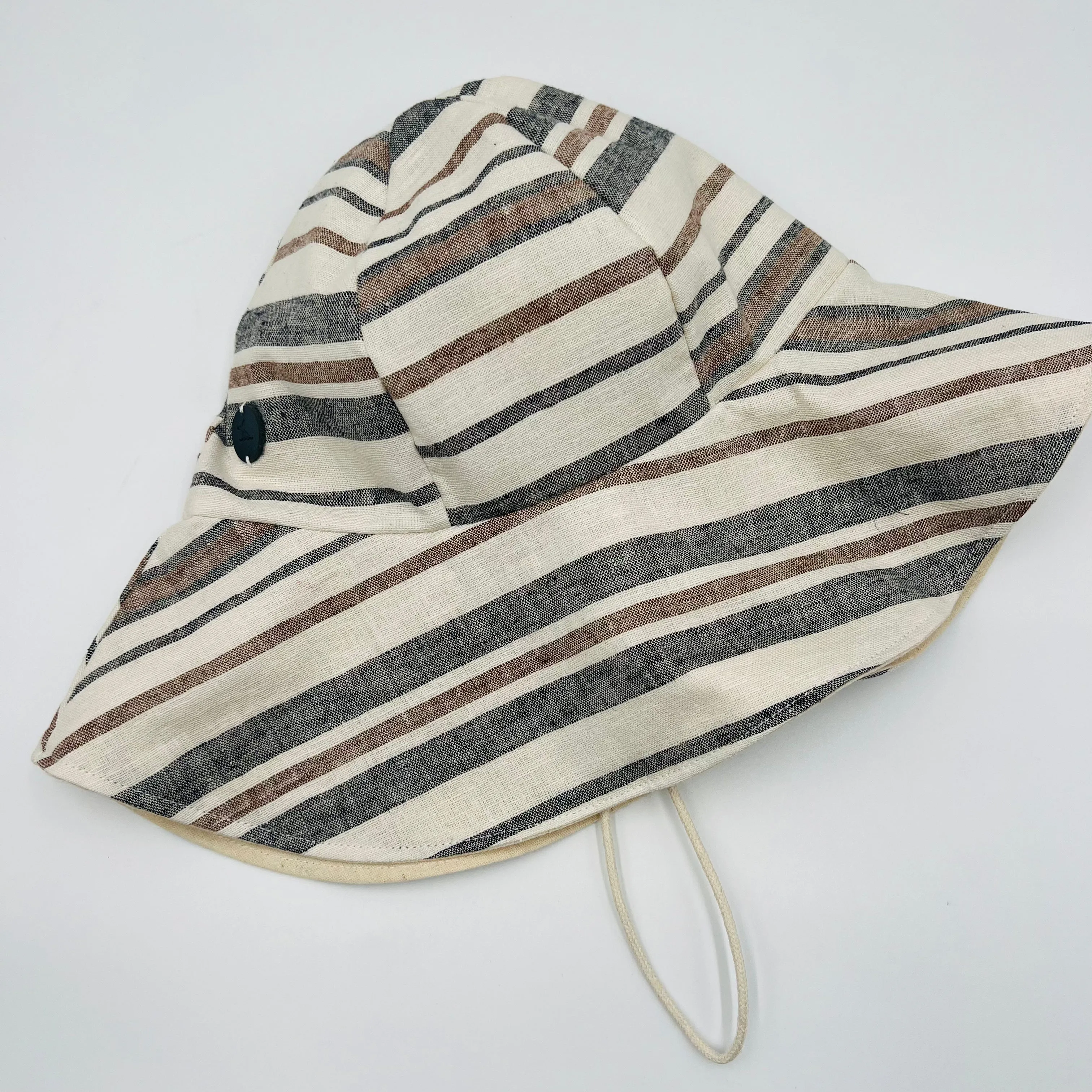 Adult Summer Hat (Stripes Beige Linen)