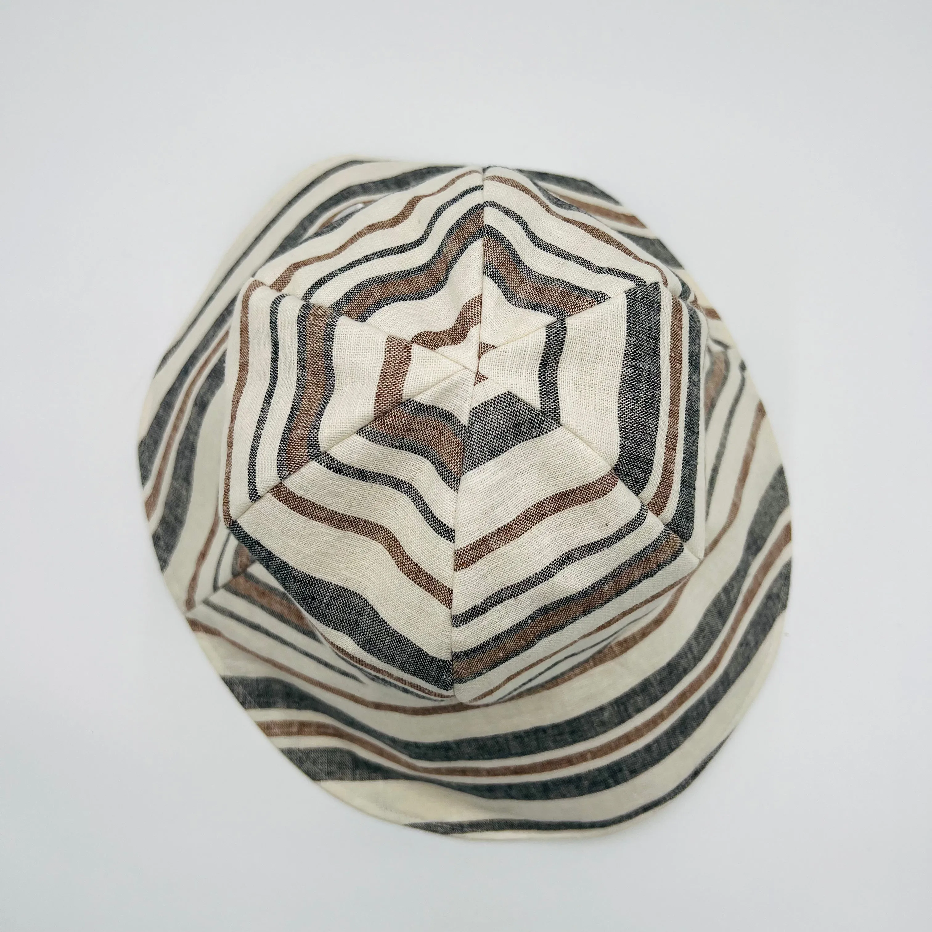 Adult Summer Hat (Stripes Beige Linen)