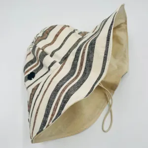 Adult Summer Hat (Stripes Beige Linen)