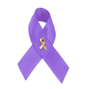 Alzheimer's Awareness Purple Satin Ribbon Pins