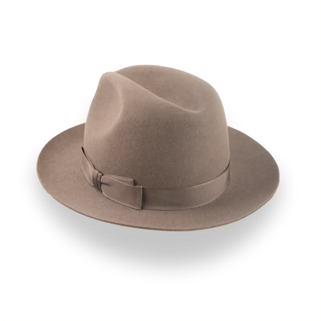 Artisanal Taupe Brown Fedora Hat with Center-Dent Crown | The Fortis