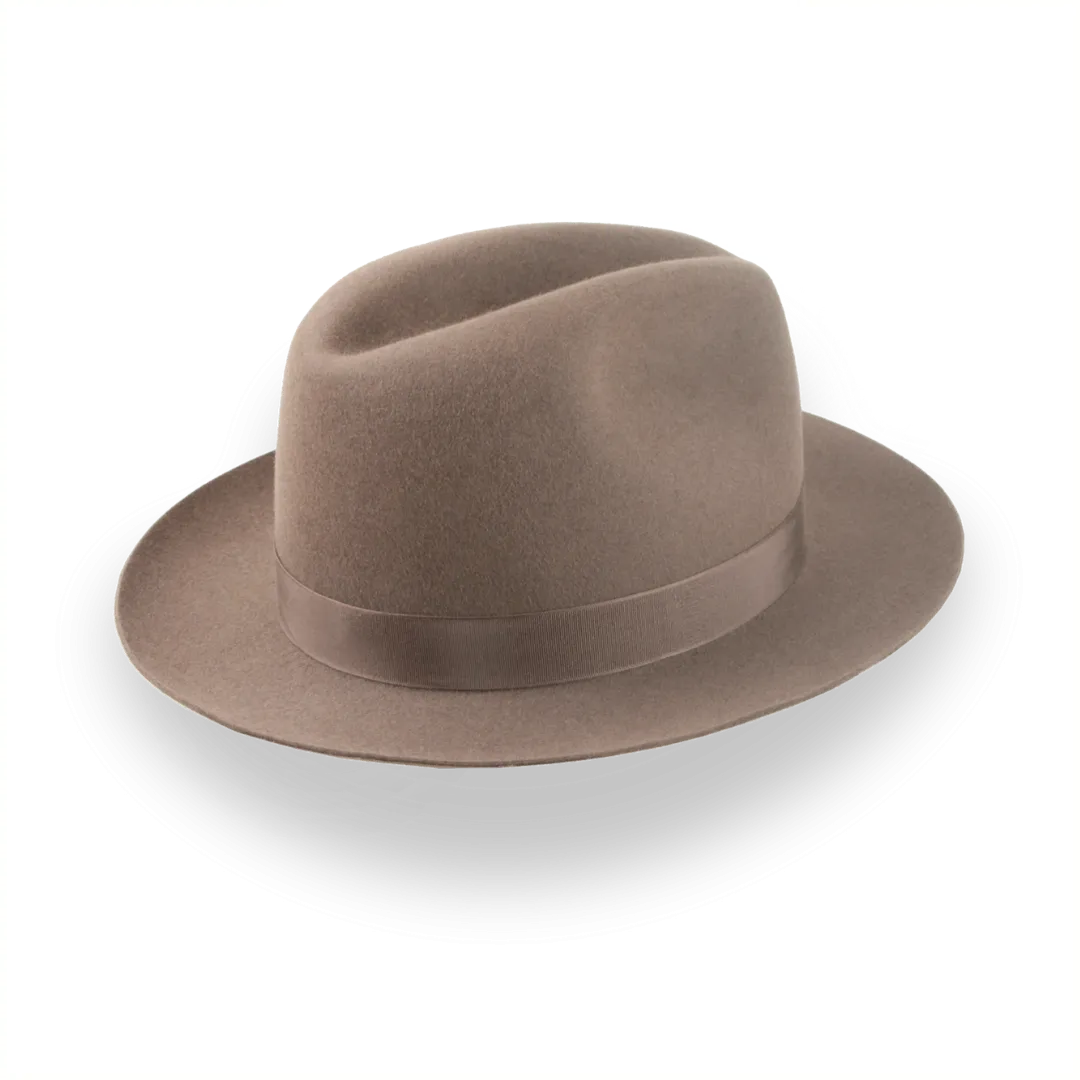 Artisanal Taupe Brown Fedora Hat with Center-Dent Crown | The Fortis