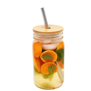 Bamboo Straw Tumbler Mason Jar Lid