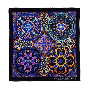 Baroque Ceramic Multicolor Silk Pocket Square