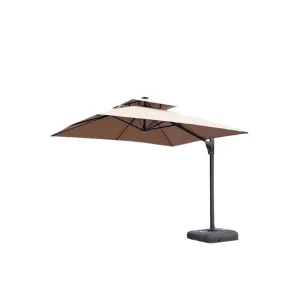 Beige Umbrella With LED Lights and Solar