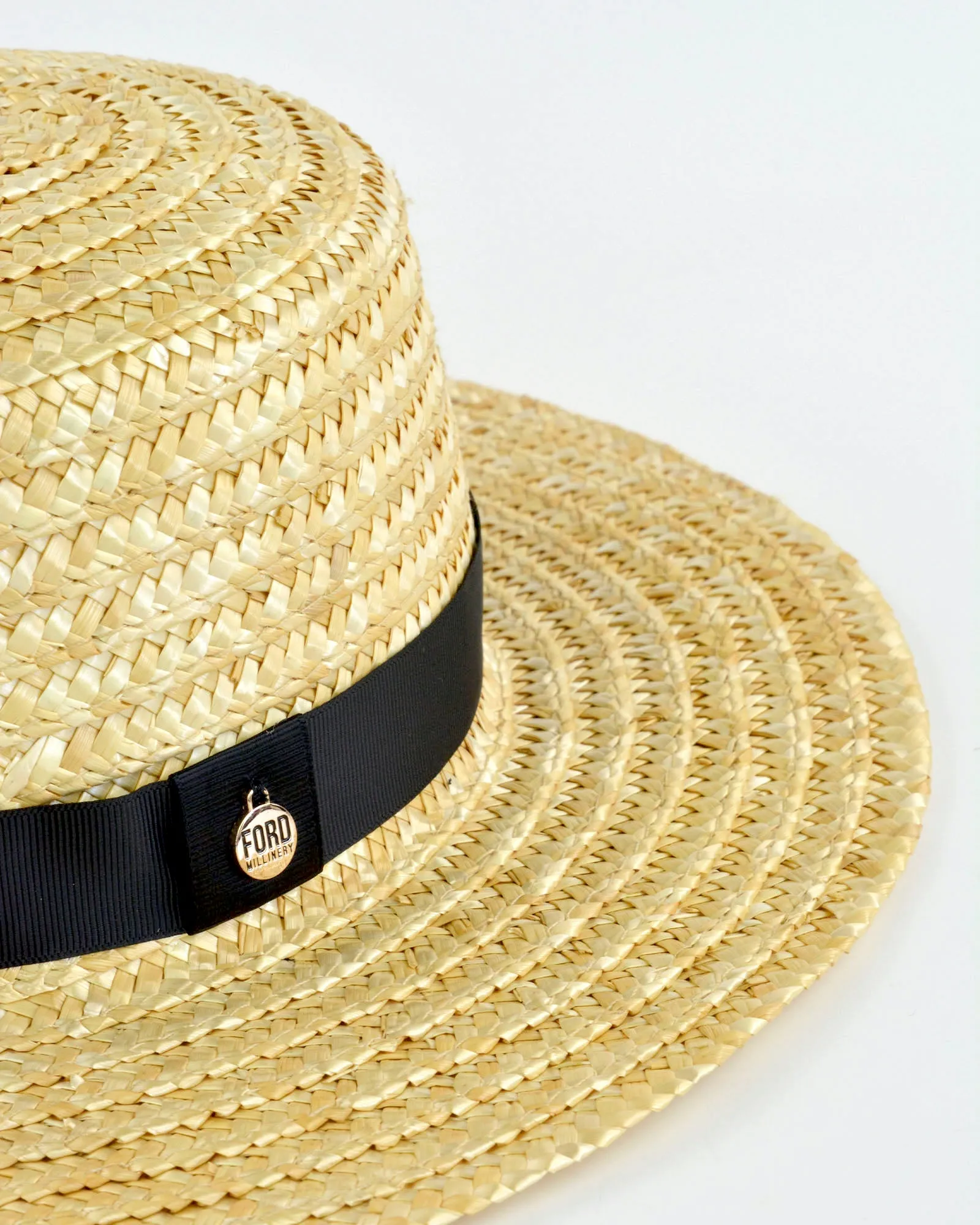 BETSY Boater Hat (natural w- grosgrain)