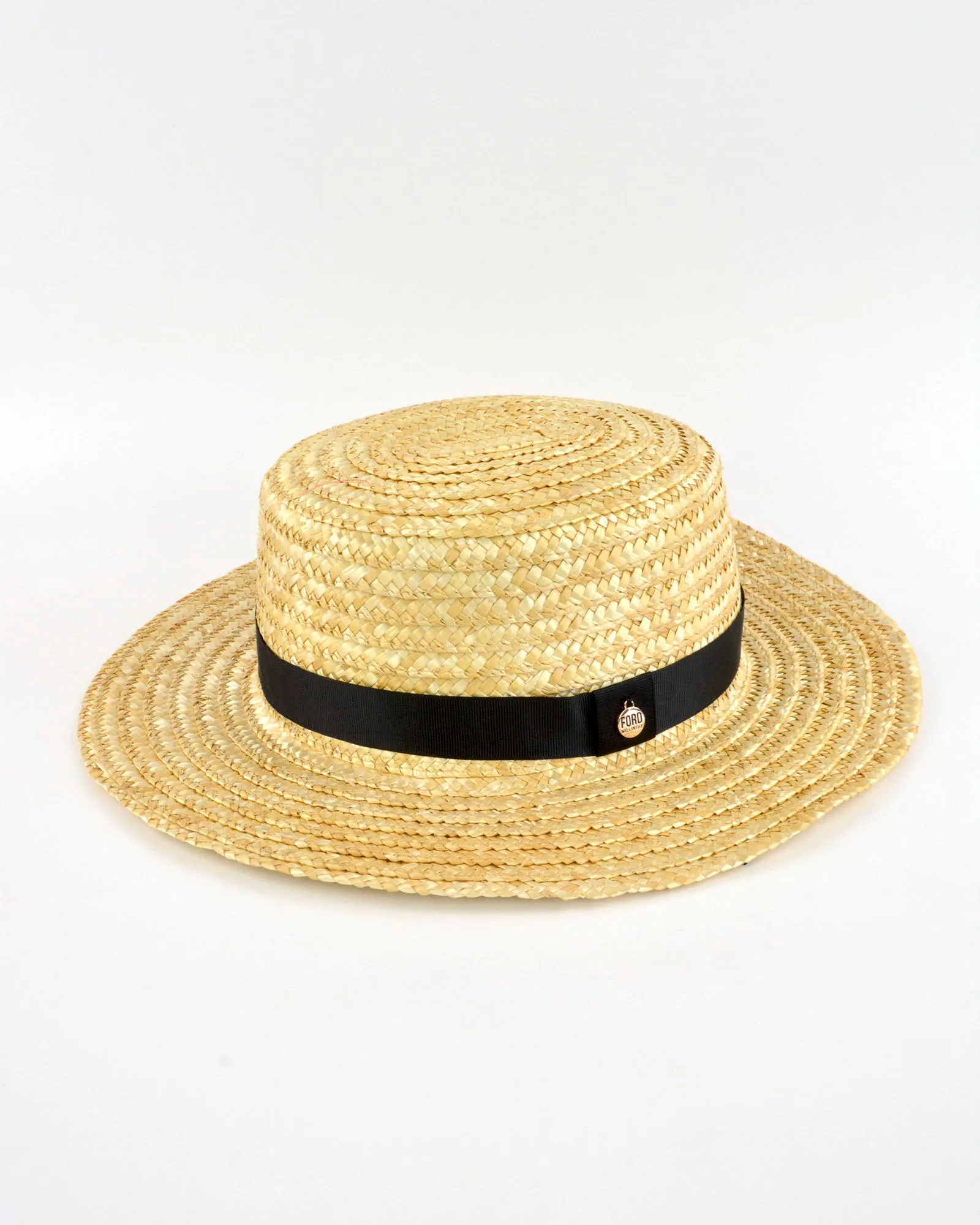 BETSY Boater Hat (natural w- grosgrain)