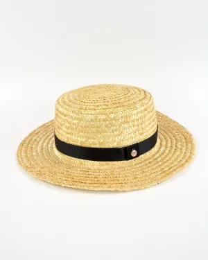 BETSY Boater Hat (natural w- grosgrain)