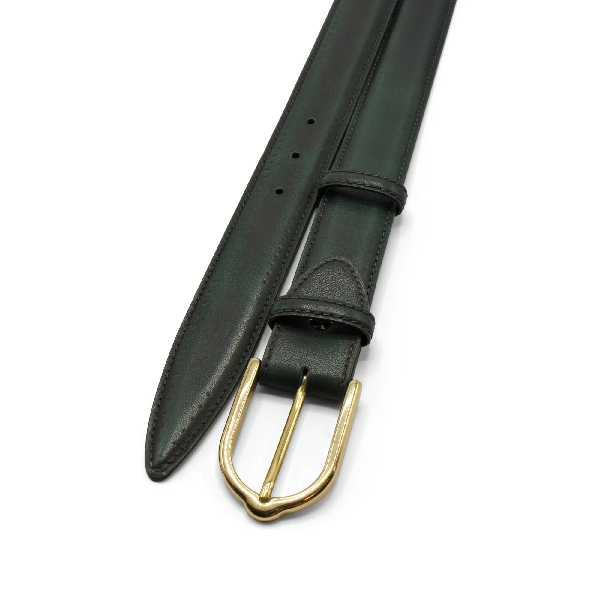 Bottle Green Hand Burnished 'Cagney' Belt