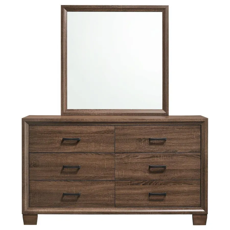 Brandon - 6-Drawer Dresser With Mirror - Warm Brown