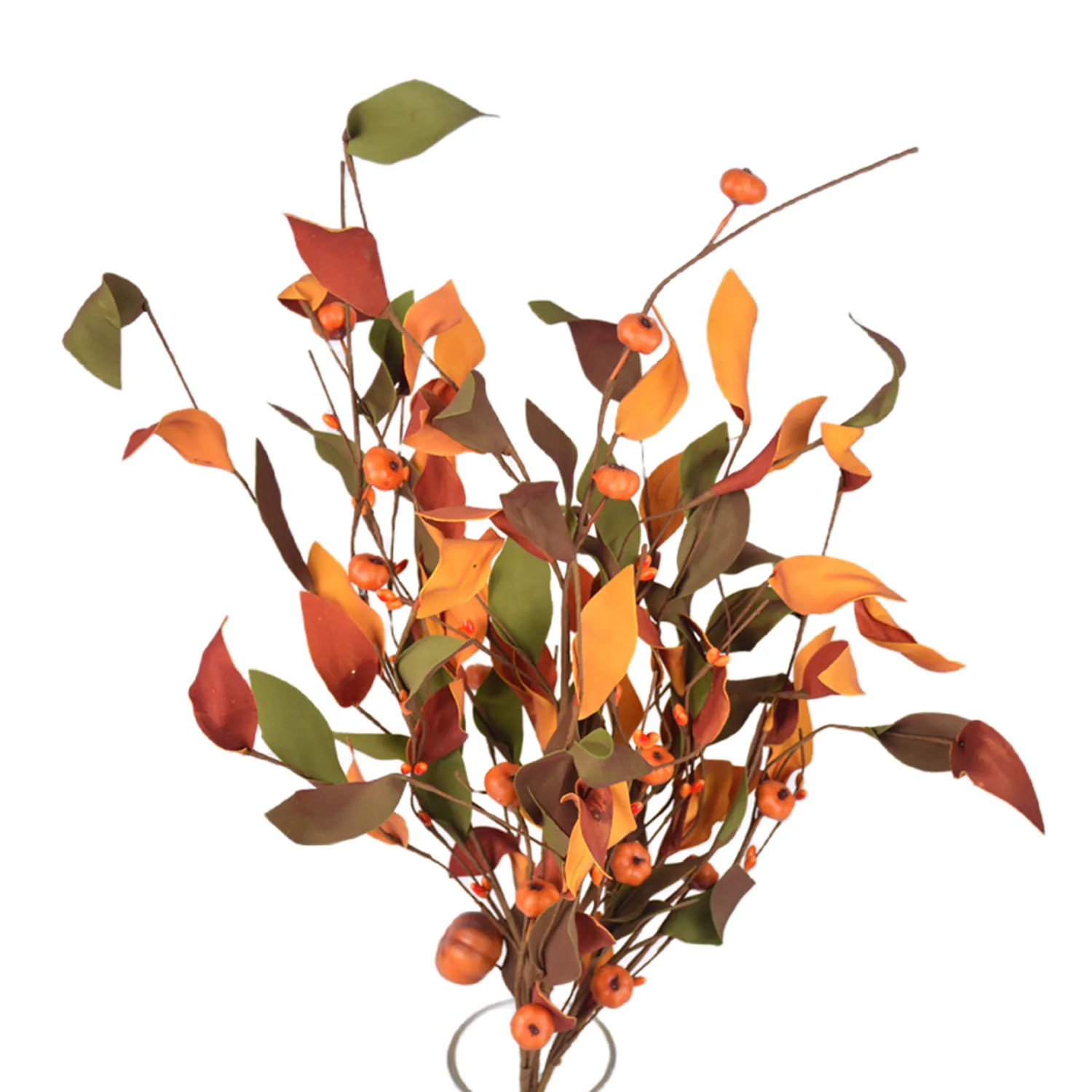 Bulk Thanksgiving Day Flowers Fall Leaf and Pumpkins Spray Bush Holiday Decoration Wholesale