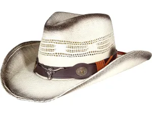 Bullseye White Cowboy Hat Brown Band