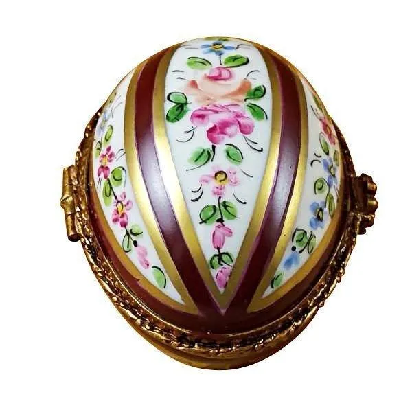 Burgundy Striped Egg limoges box