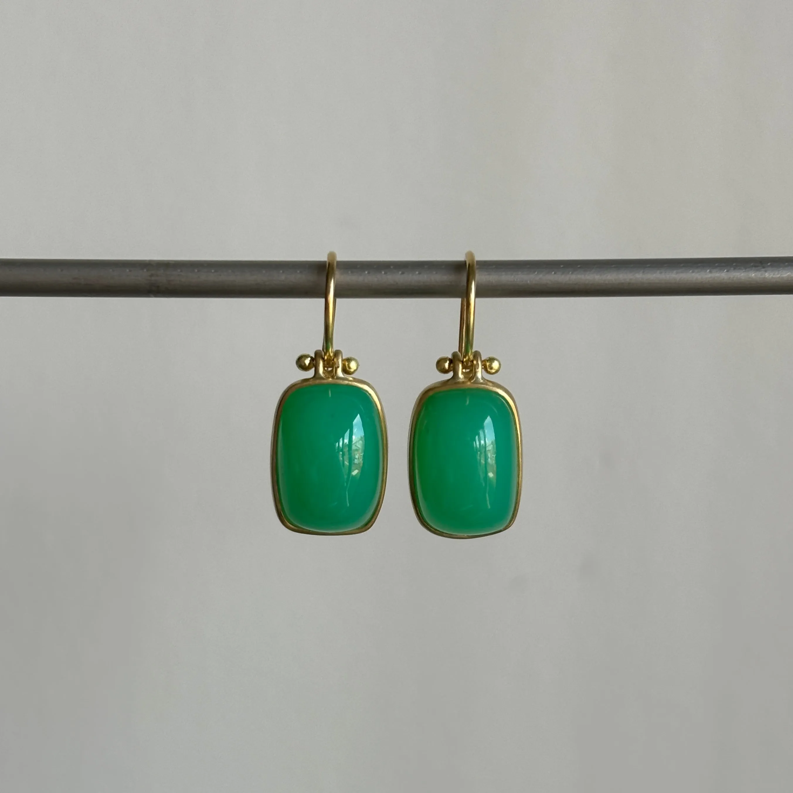 Chrysoprase Rectangle Cushion Earrings