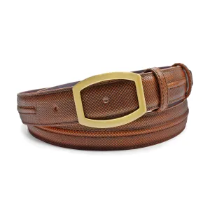 Cognac Flynn Dadino Texture Ridge Open Plate Belt