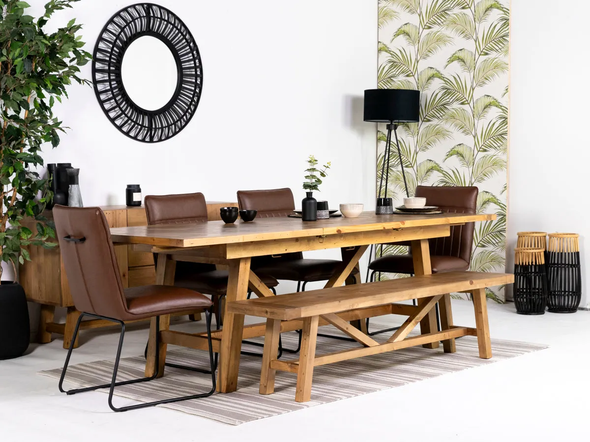 Como Extendable Dining Table (140cm - 180cm) & Grainger Brown Dining Chairs