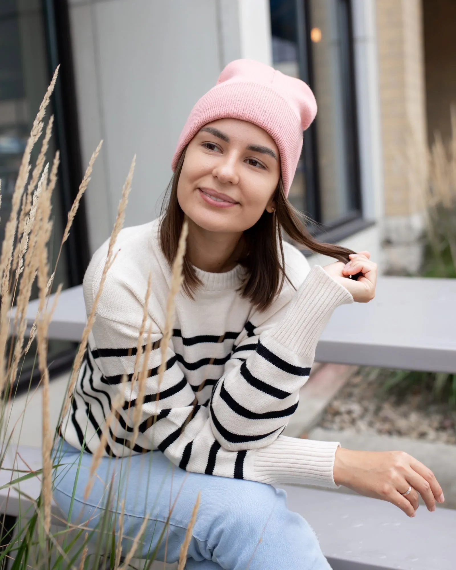 CS107 HAAKWEAR Traditional Silent Cuffed Beanie, Pearl Pink