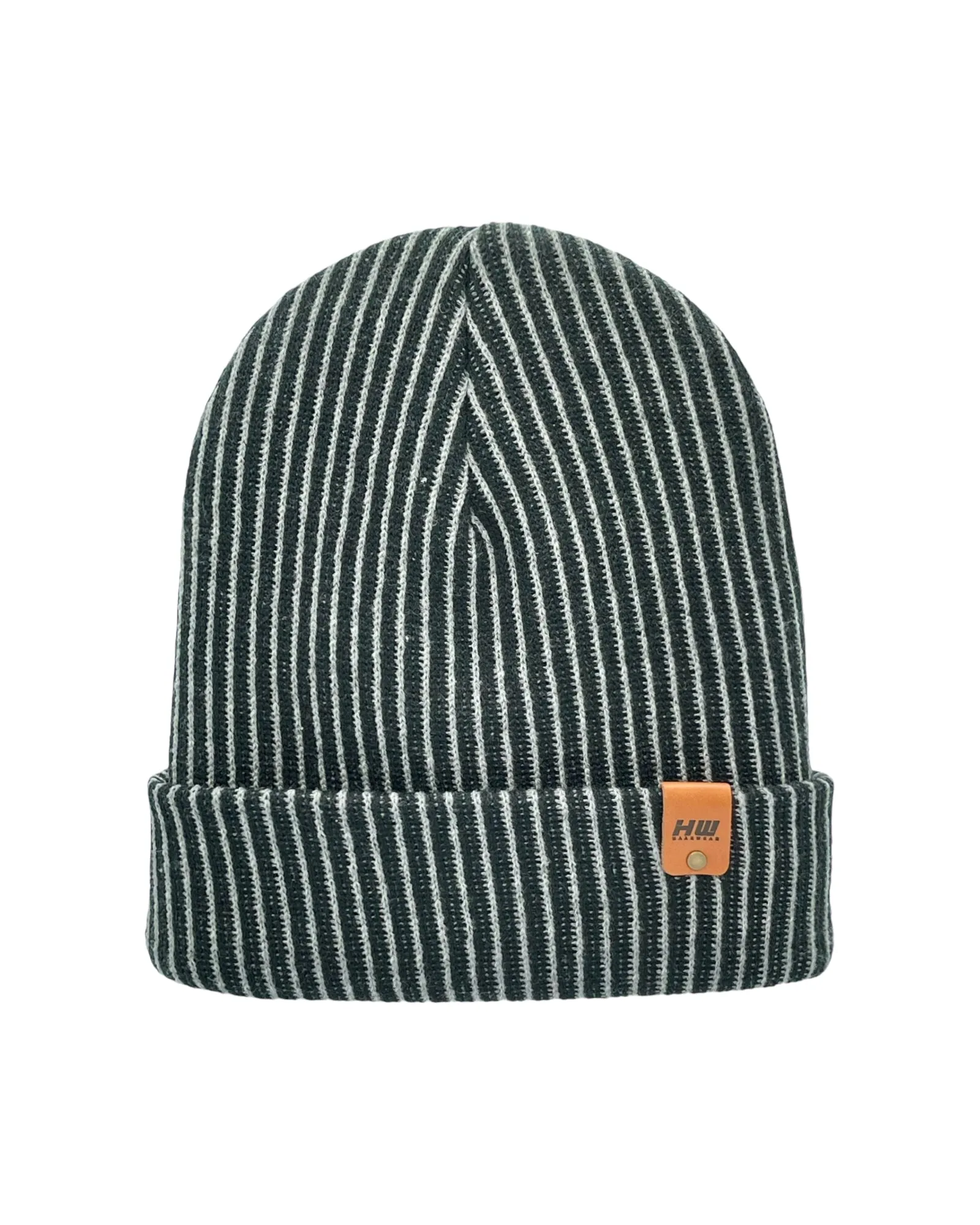 CTD506 HAAKWEAR Cuffed Wide Ribbed Striped Beanie / Hat, Limited Edition, Gray/Black, Made in USA