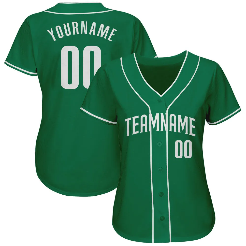 Custom Kelly Green White Authentic Baseball Jersey