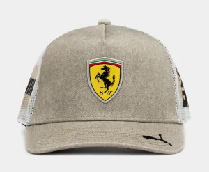 Desert Sun Scuderia Ferrari Race Trucker Mens Hat (Yellow/Beige)