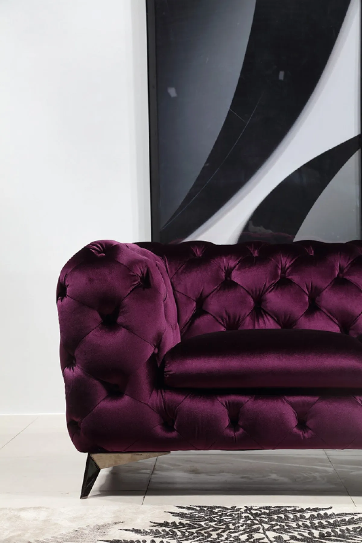 Divani Casa Delilah Modern Purple Fabric Sofa