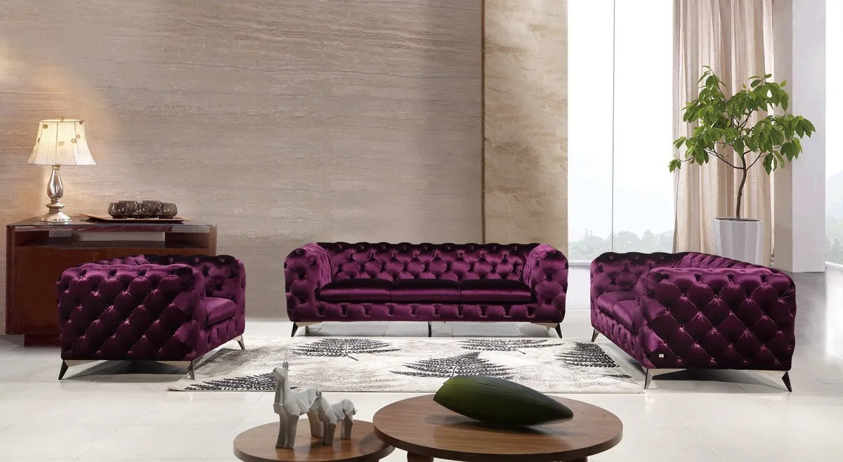 Divani Casa Delilah Modern Purple Fabric Sofa