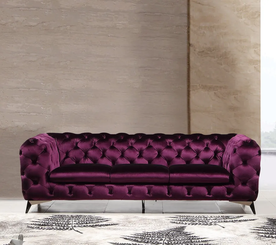 Divani Casa Delilah Modern Purple Fabric Sofa