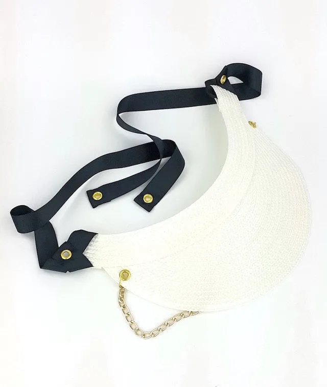 DMC Straw Visor (white w- black)