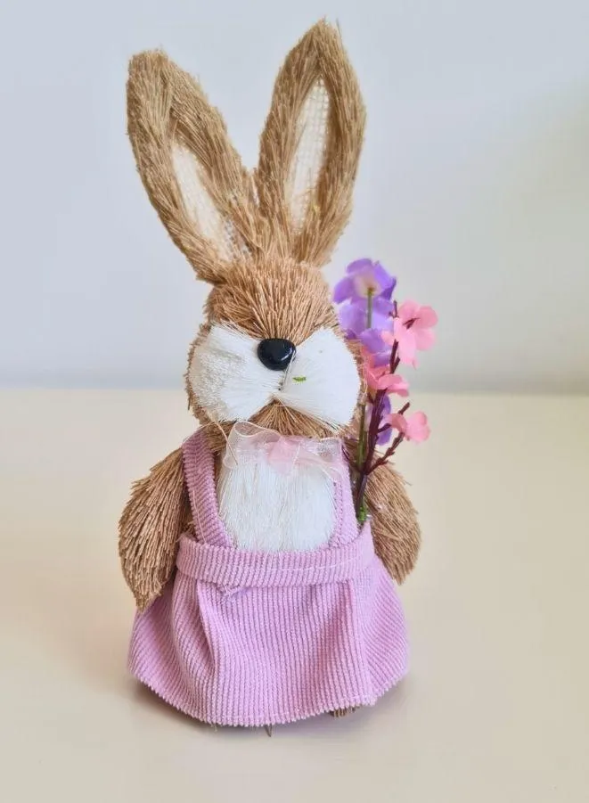 Easter Bunny Garden Décor Straw Rabbit Craft Ornament for Yard Signs, Living Rooms, and Bedrooms