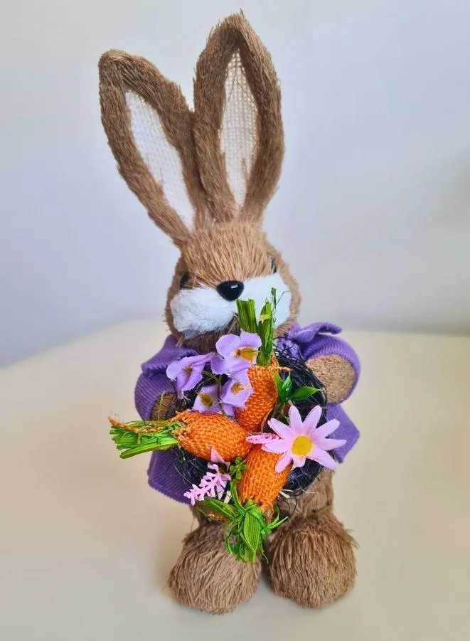 Easter Bunny Garden Décor Straw Rabbit Craft Ornament for Yard Signs, Living Rooms, and Bedrooms