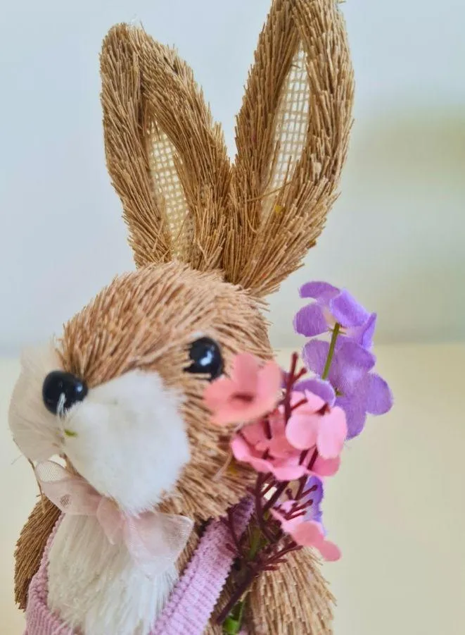 Easter Bunny Garden Décor Straw Rabbit Craft Ornament for Yard Signs, Living Rooms, and Bedrooms