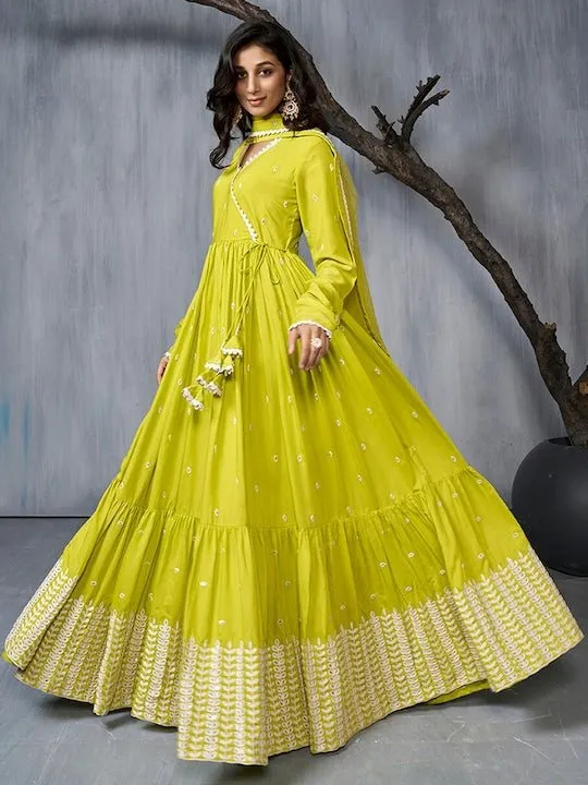 Ethnic Motifs Embroidered Anarkali Kurta With Dupatta