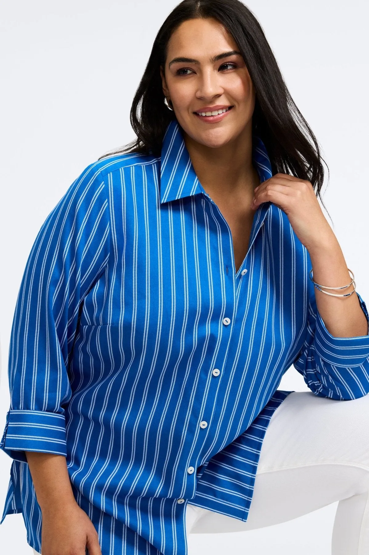 Evelyn Plus No Iron Rope Stripe Shirt