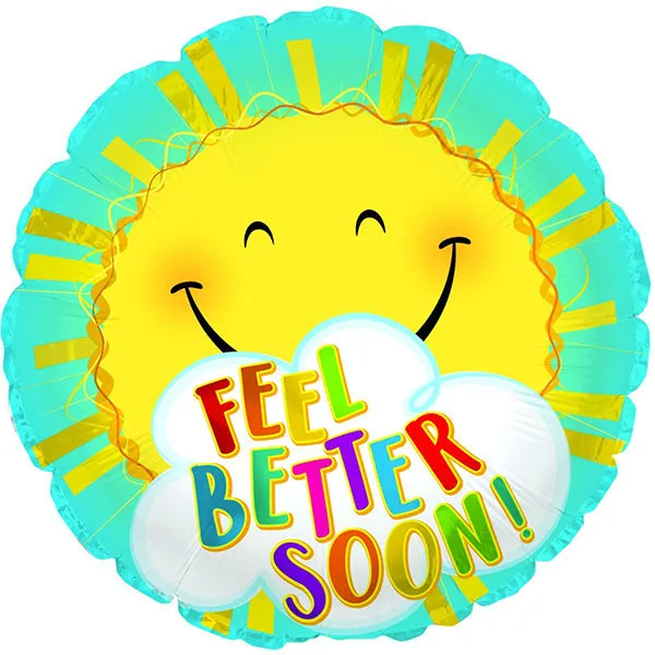 Feel Better Soon Sunshine 18in Metallic Balloon