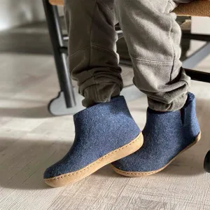 Felted Wool Slipper Boot - Denim