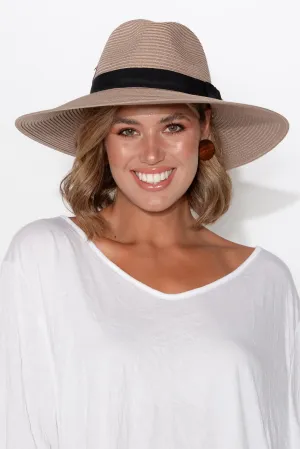 Fiona Taupe Wide Brim Travel Fedora