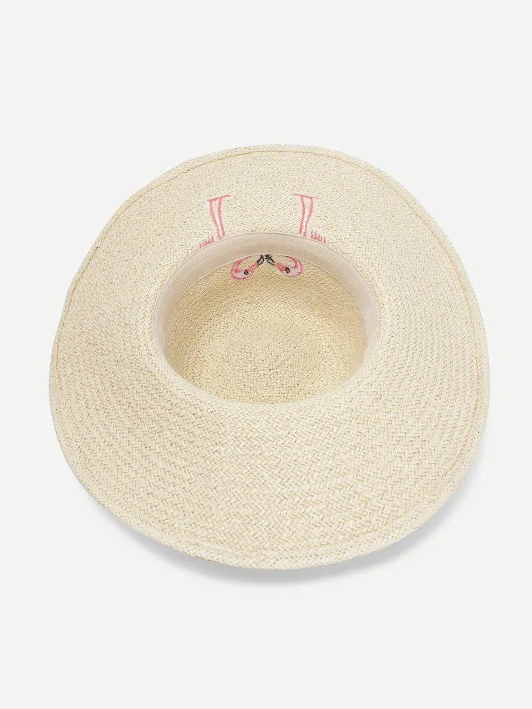 Flamingos Decorated Straw Hat