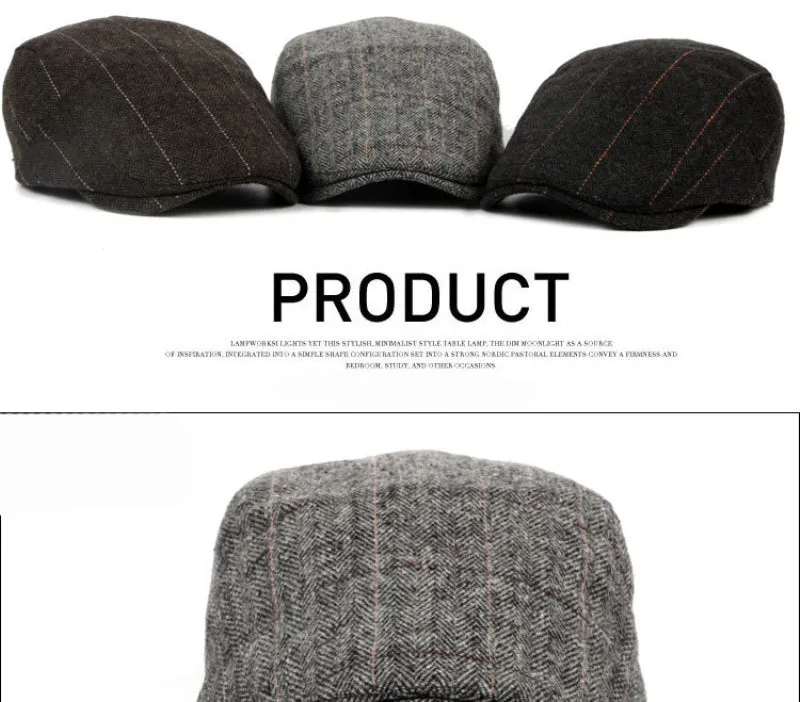 Flat Ivy Cap Classic Vintage Plaid Beret Cap in 3 Colours