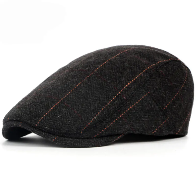 Flat Ivy Cap Classic Vintage Plaid Beret Cap in 3 Colours