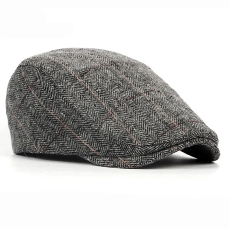 Flat Ivy Cap Classic Vintage Plaid Beret Cap in 3 Colours