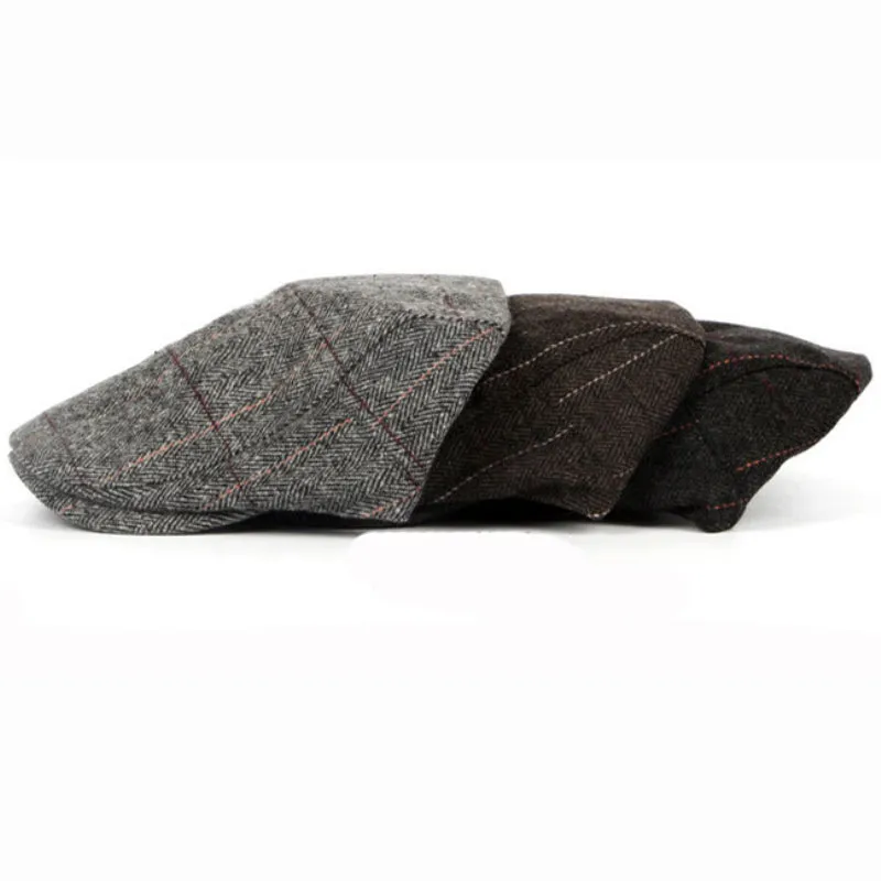 Flat Ivy Cap Classic Vintage Plaid Beret Cap in 3 Colours