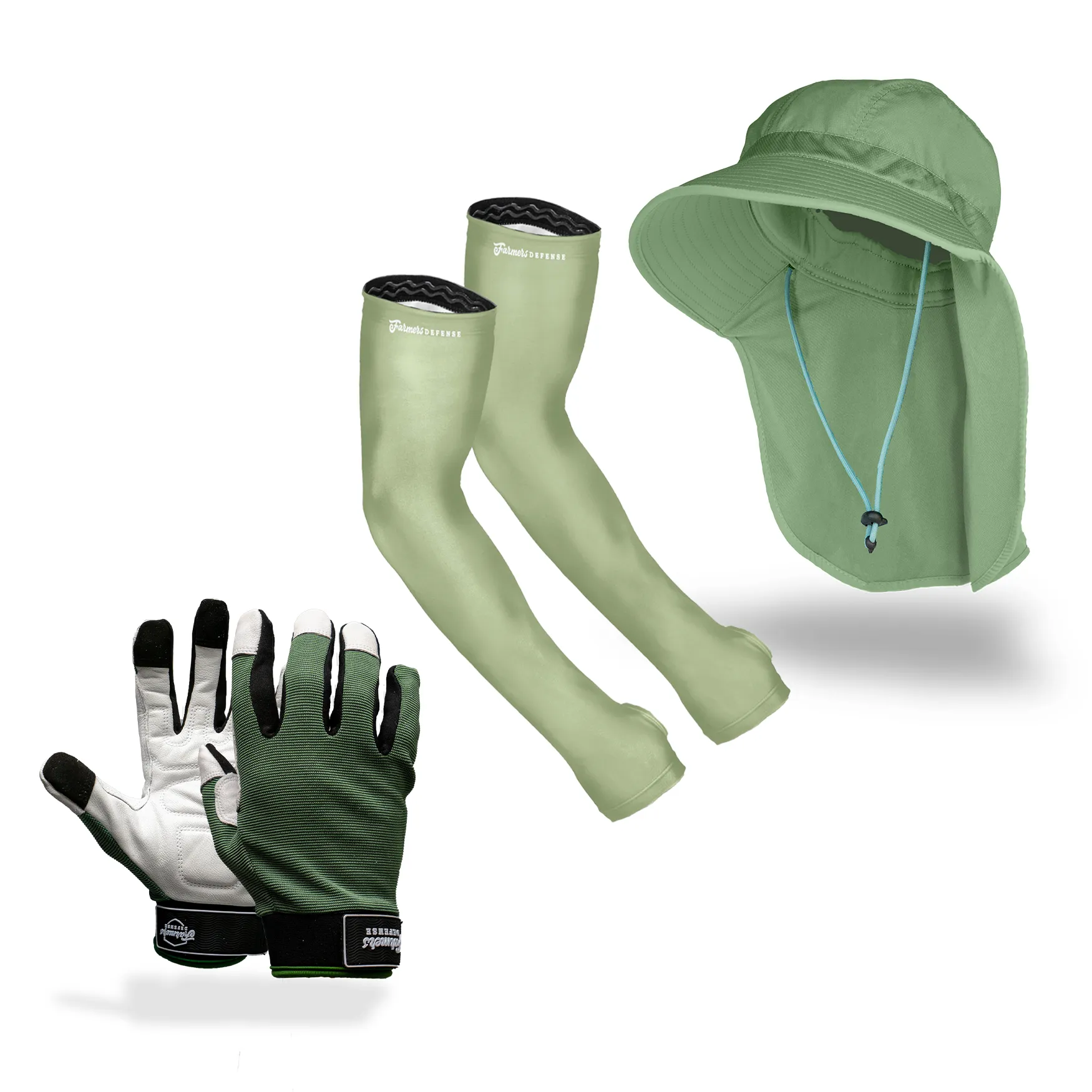 Forest Green Gear Pack - Protection Sleeves, Gloves and Sun Hat