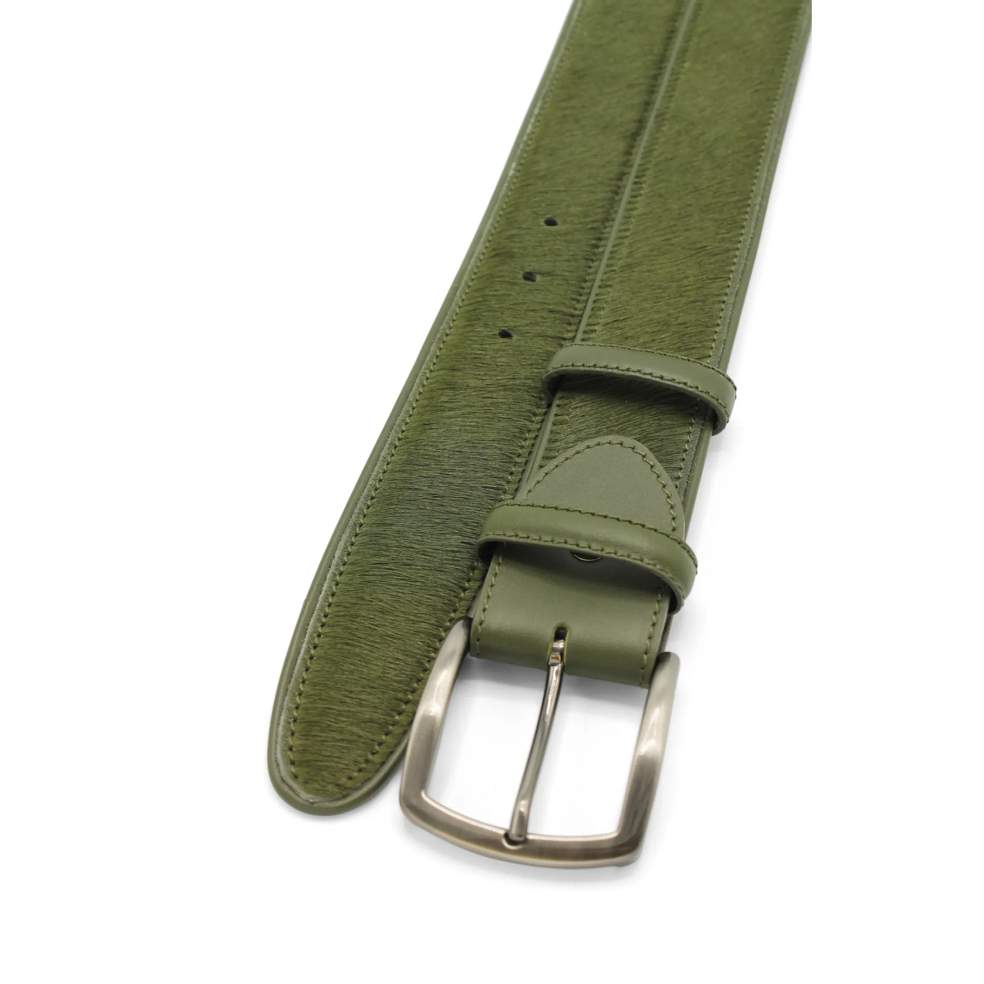 Garland Olive Pony Hair Prong Belt