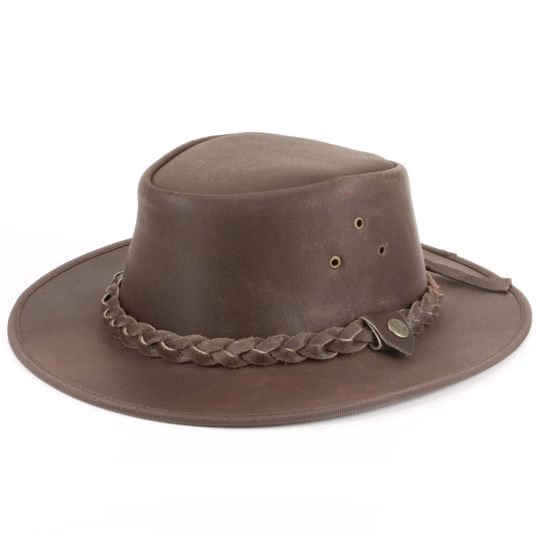 Genuine Leather Weathered Australian Cowboy Bush Hat