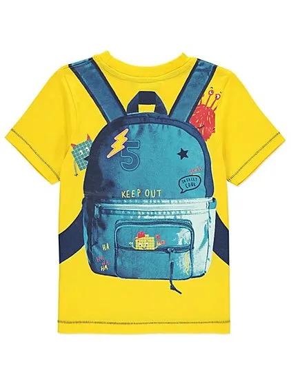 George Baby Boys Yellow Rucksack Print T-Shirt